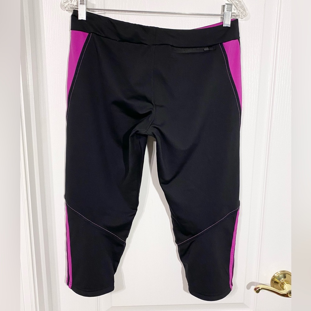 ADIDAS Response Capri Leggings Black & Purple Size Large - Picture 2 of 7